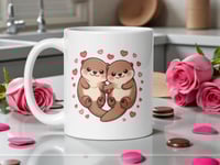Image 1 of Kawaii Otter Couple Mug, Valentine's Day Gift