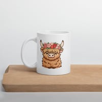 Image 4 of Kawaii Highland Cow Valentine Mug with Flower Crown