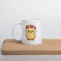 Image 4 of Kawaii Duck Valentine Mug, Flower Crown Coffee Cup