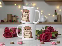Image 2 of Kawaii Otter Valentine Mug: Love Letter Coffee Cup