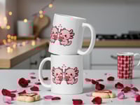 Image 2 of Kawaii Axolotl Couple Mug, Valentine's Day Gift