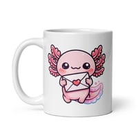 Image 3 of Kawaii Axolotl Mug: Valentine's Day Love Letter Coffee Cup