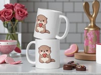 Image 2 of Kawaii Otter Valentine's Day Mug, Coffee Cup Gift
