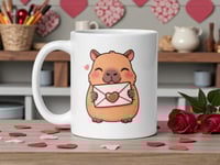 Image 1 of Kawaii Capybara Valentine Mug: Love Letter Coffee Cup