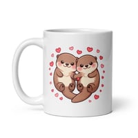 Image 3 of Kawaii Otter Couple Mug, Valentine's Day Gift