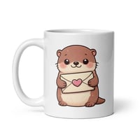 Image 3 of Kawaii Otter Valentine Mug: Love Letter Coffee Cup