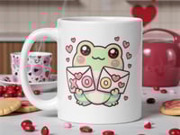 Image 1 of Kawaii Frog Valentine Mug: Love Letters Coffee Cup