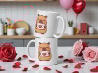 Image 2 of Kawaii Capybara Valentine Mug: Love Letter Coffee Cup