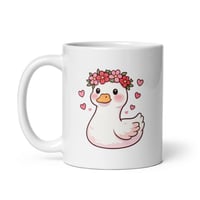 Image 2 of Goose Valentine Mug, Floral Crown Coffee Cup