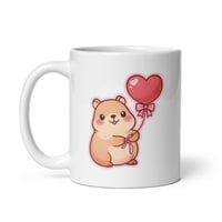 Image 3 of Kawaii Capybara Valentine Mug, Heart Balloon Coffee Cup