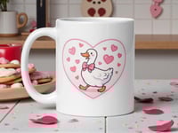 Image 1 of Goose Valentine Mug: Bowtie Goose Coffee Cup Gift