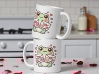 Image 2 of Kawaii Frog Valentine Mug: Love Letters Coffee Cup