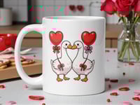 Image 1 of Goose Valentine Mug Heart Balloon Goose Couple Coffee Cup