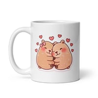 Image 3 of Kawaii Capybara Couple Mug, Valentine's Day Gift