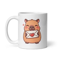 Image 3 of Kawaii Capybara Valentine Mug: Love Letter Coffee Cup