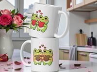 Image 2 of Kawaii Frog Couple Mug - Valentine's Day Gift