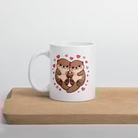 Image 4 of Kawaii Otter Couple Mug, Valentine's Day Gift