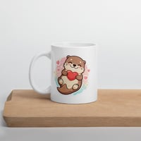 Image 4 of Kawaii Otter Valentine's Day Mug, Heart Coffee Cup