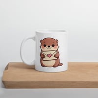 Image 4 of Kawaii Otter Valentine Mug: Love Letter Coffee Cup