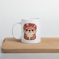 Image 4 of Kawaii Otter Mug, Valentine's Day Flower Crown Coffee Cup