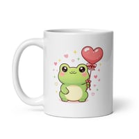 Image 3 of Kawaii Frog Valentine Mug: Heart Balloon Coffee Cup