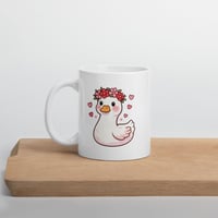 Image 4 of Goose Valentine Mug, Floral Crown Coffee Cup