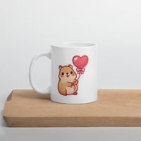 Image 4 of Kawaii Capybara Valentine Mug, Heart Balloon Coffee Cup