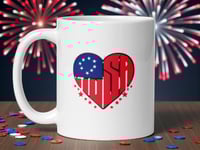 Image 1 of Patriotic Heart Mug | Red White Blue Coffee Cup | American Love Mug | USA Pride Gift
