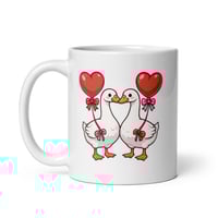 Image 2 of Goose Valentine Mug Heart Balloon Goose Couple Coffee Cup