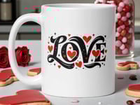 Image 1 of LOVE Mug with Hearts | Red Black Romantic Coffee Cup | Gift for Love, Valentine, Anniversary