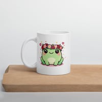 Image 4 of Kawaii Frog Mug: Valentine Flower Crown Coffee Cup