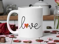 Image 1 of Love Script Coffee Mug | Minimalist Heart, Romantic Gift