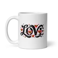 Image 2 of LOVE Mug with Hearts | Red Black Romantic Coffee Cup | Gift for Love, Valentine, Anniversary