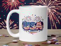 Image 1 of USA 250th Anniversary Coffee Mug | Patriotic Word Art