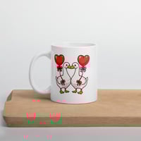 Image 4 of Goose Valentine Mug Heart Balloon Goose Couple Coffee Cup