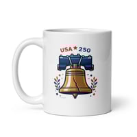 Image 2 of USA 250th Anniversary Mug | Liberty Bell Patriotic Coffee Mug | White Ceramic Cup