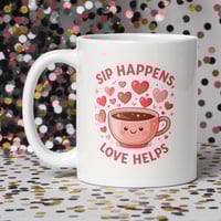 Image 1 of Sip Happens Valentine Coffee Mug, Funny Love Gift