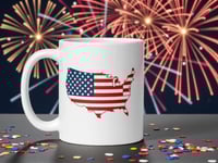 Image 1 of USA 250th Anniversary Mug | United States Map Patriotic Mug | White Ceramic Coffee Cup