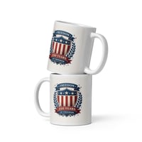 Image 3 of USA 250th Anniversary Mug | Americana Crest Patriotic Coffee Cup | White Ceramic Mug