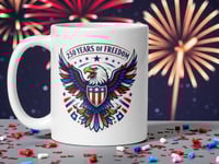 Image 1 of USA 250th Anniversary Mug | Bald Eagle Patriotic Coffee Mug | White Ceramic America Cup