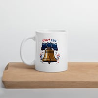 Image 4 of USA 250th Anniversary Mug | Liberty Bell Patriotic Coffee Mug | White Ceramic Cup
