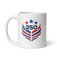 Image 2 of USA 250th Anniversary Mug | Minimal Stars and Stripes Patriotic Mug | White Ceramic Coffee Cup