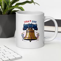 Image 5 of USA 250th Anniversary Mug | Liberty Bell Patriotic Coffee Mug | White Ceramic Cup