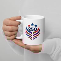 Image 3 of USA 250th Anniversary Mug | Minimal Stars and Stripes Patriotic Mug | White Ceramic Coffee Cup
