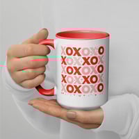 Image 1 of XOXO Valentine Coffee Mug, Red Interior, Love Gift