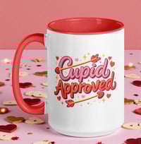Image 1 of Cupid Approved Valentine Coffee Mug, Red Interior
