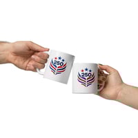 Image 4 of USA 250th Anniversary Mug | Minimal Stars and Stripes Patriotic Mug | White Ceramic Coffee Cup
