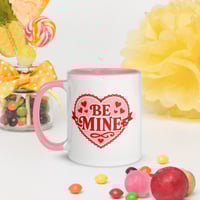 Image 2 of Be Mine Valentine Mug, Pink Handle, Romantic Coffee Cup