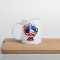 Image 5 of USA 250th Anniversary Mug | Patriotic Fireworks Coffee Cup | White Ceramic Mug