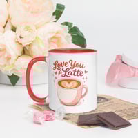 Image 1 of Love You A Latte Mug, Red Interior, Valentine's Day Gift